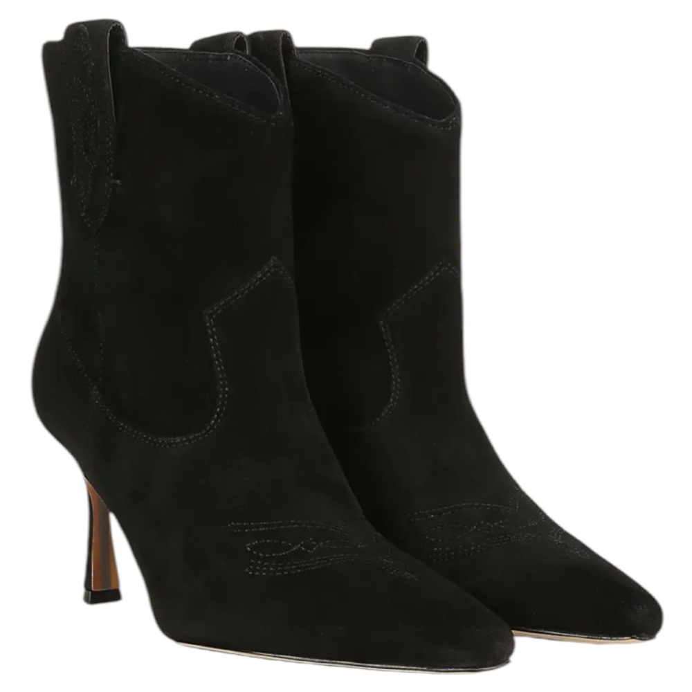 Sam Edelman Moe 10 Spoon Heel Elegant Black Suede Ankle Boots